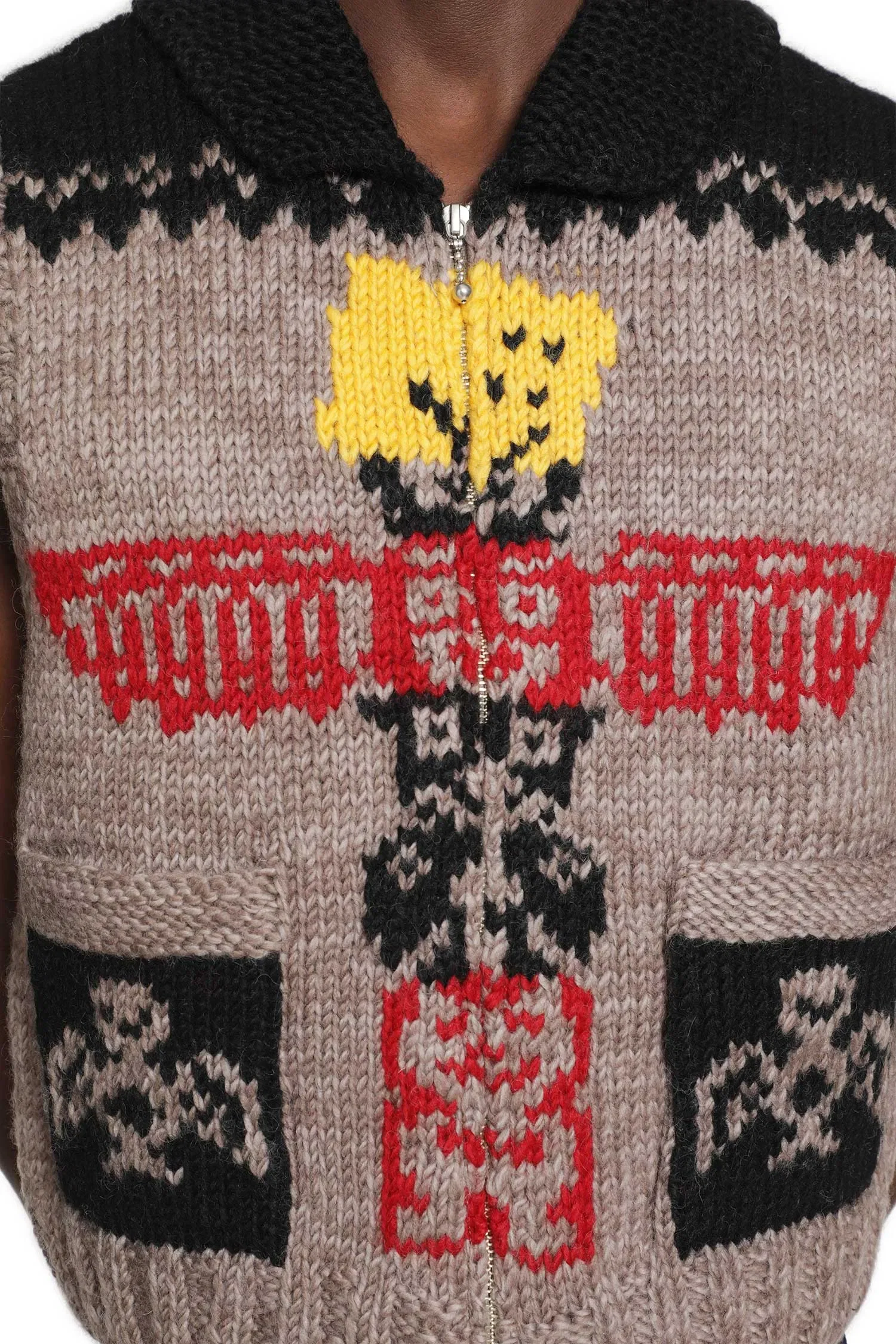 KAPITAL Hand Knit Peckish Totem Pole Vest