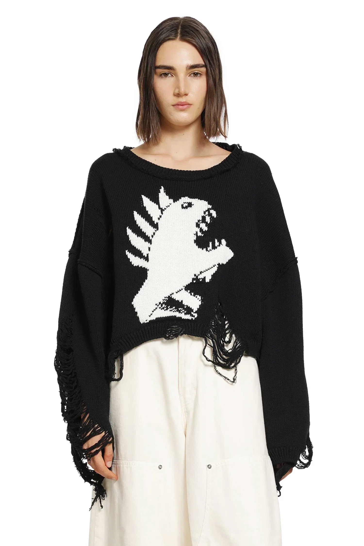 Ssheena Jacquard Intarsia Cropped Sweater