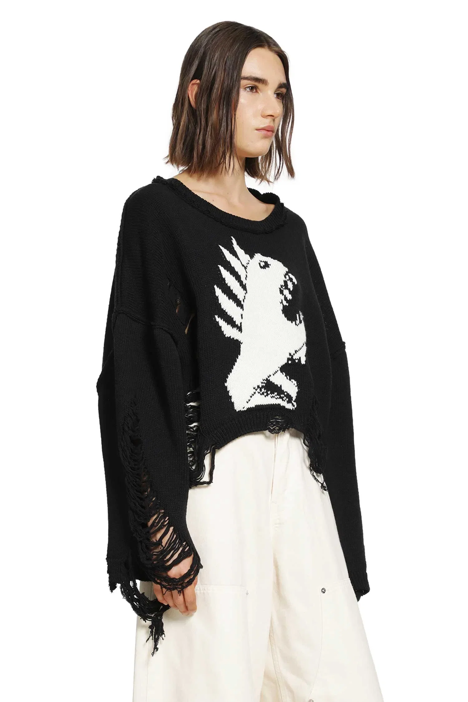 Ssheena Jacquard Intarsia Cropped Sweater