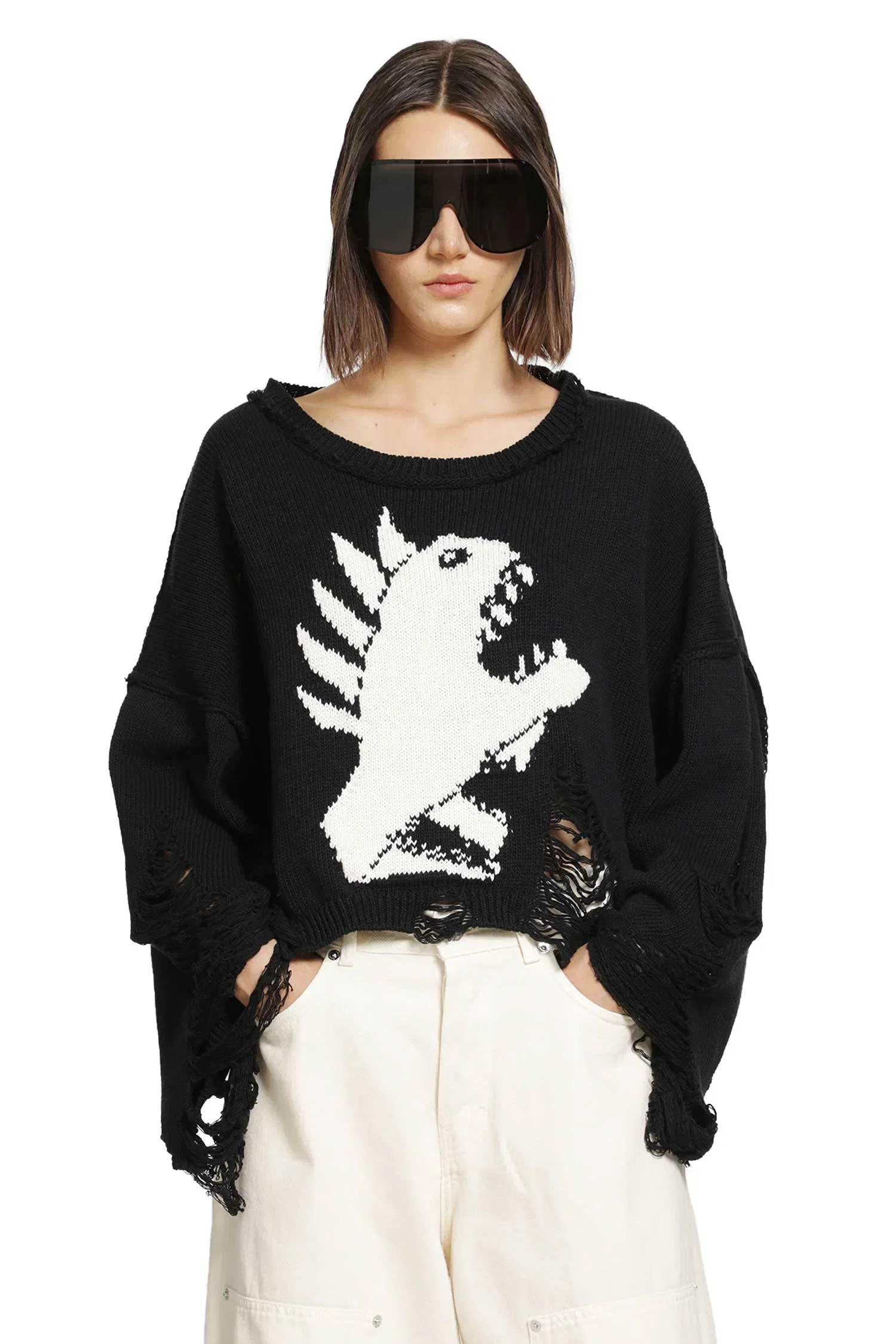 Ssheena Jacquard Intarsia Cropped Sweater