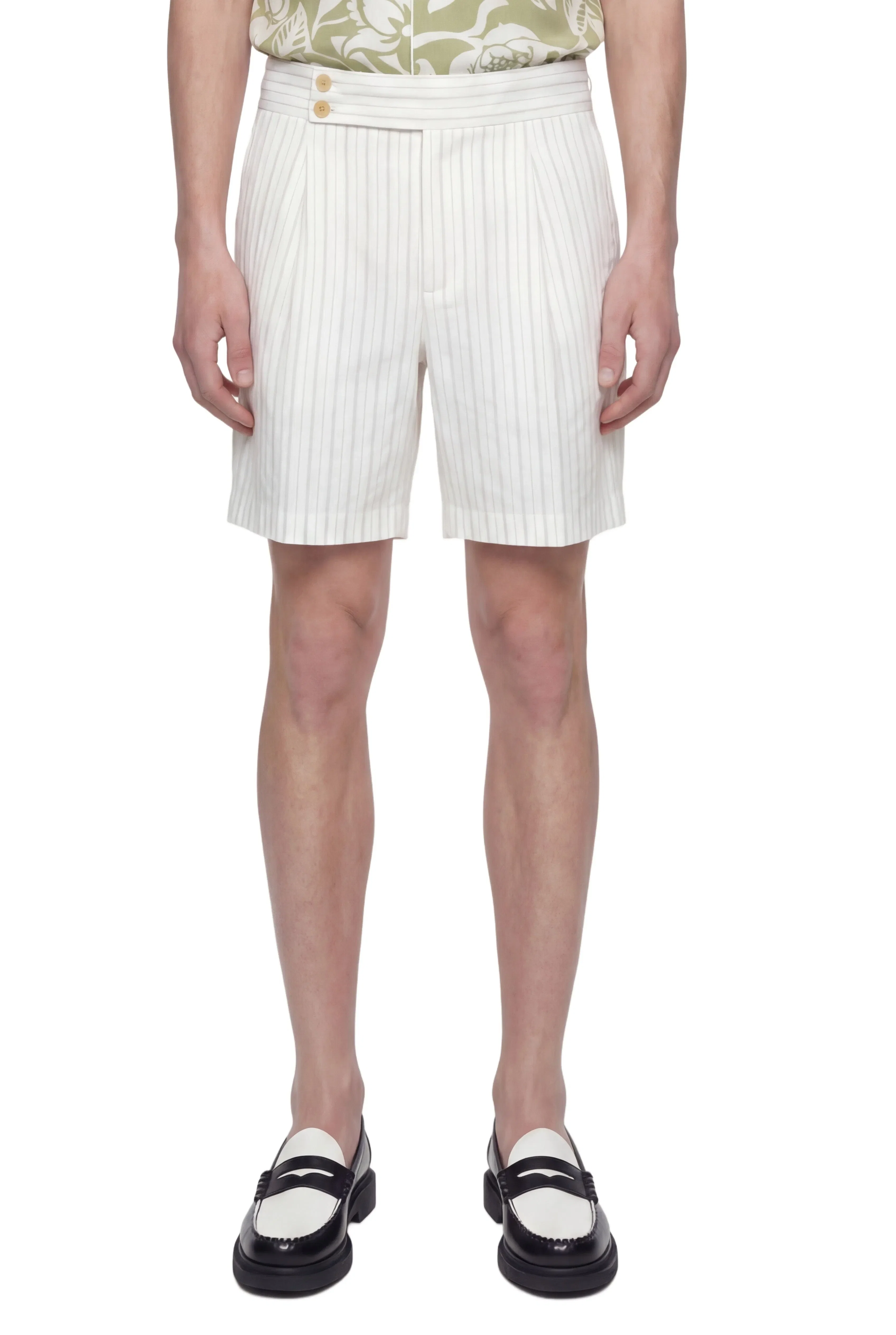 Hed Mayner Pinstriped Wool Shorts