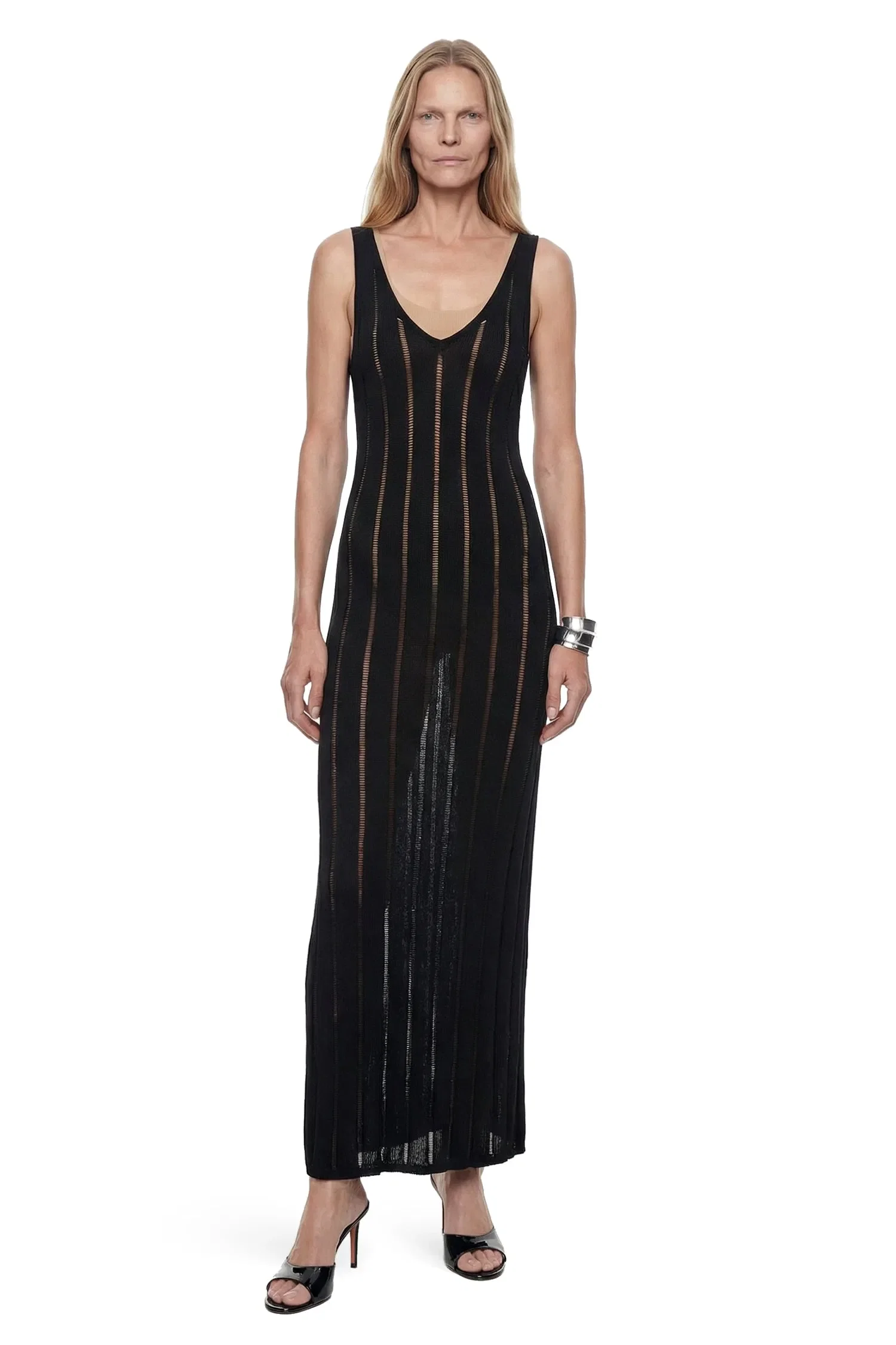 Laneus Openwork Knit Long Dress