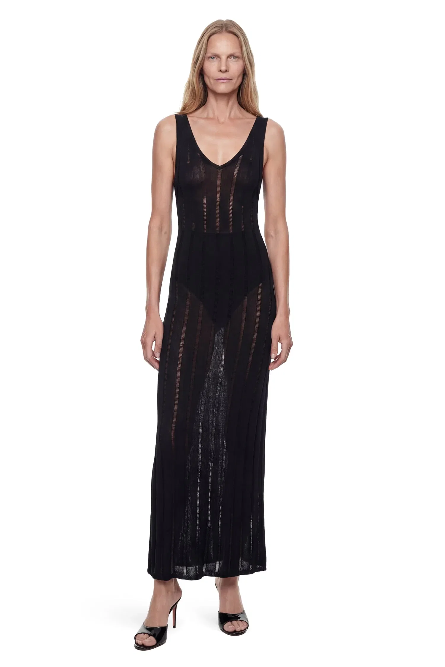 Laneus Openwork Knit Long Dress