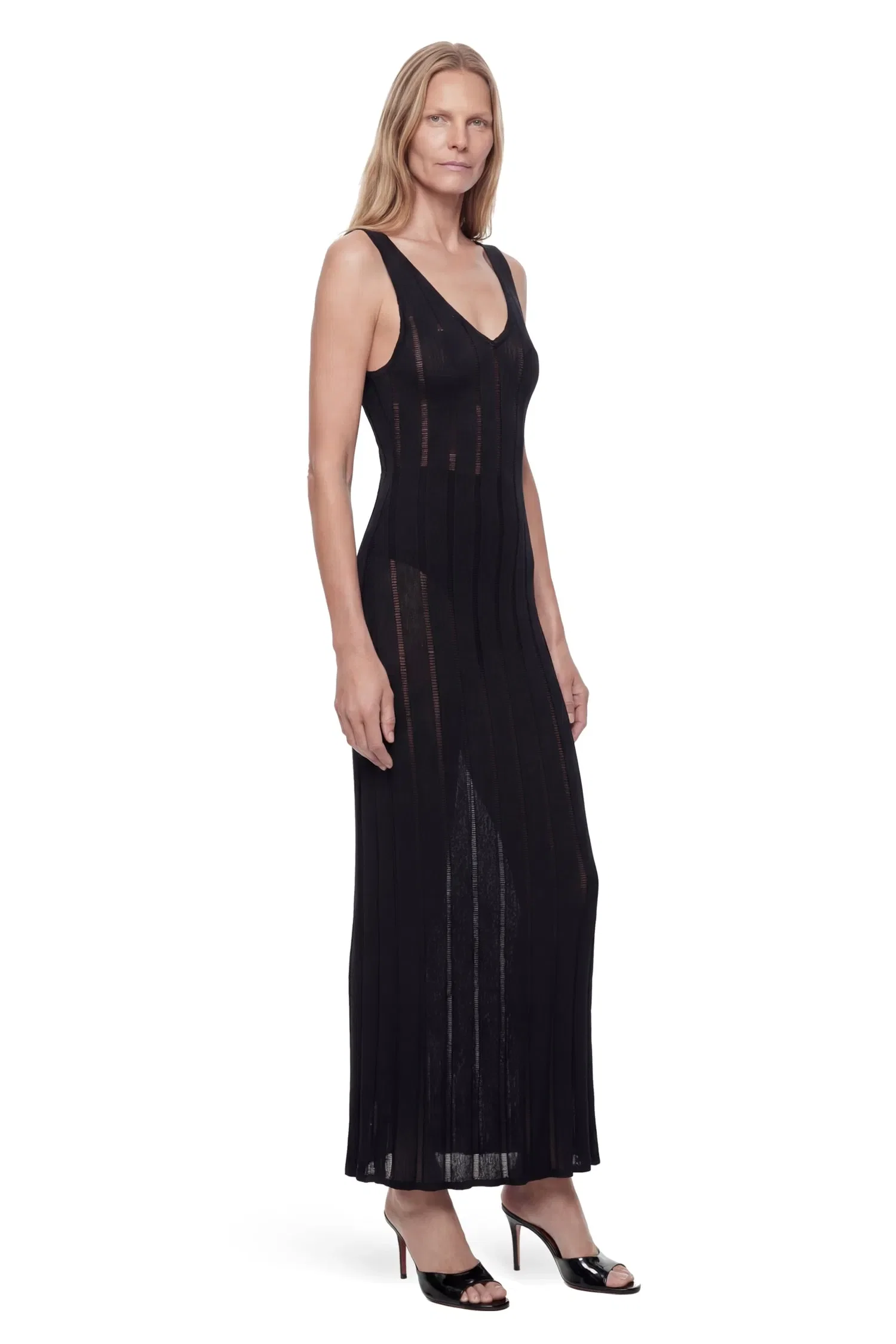 Laneus Openwork Knit Long Dress