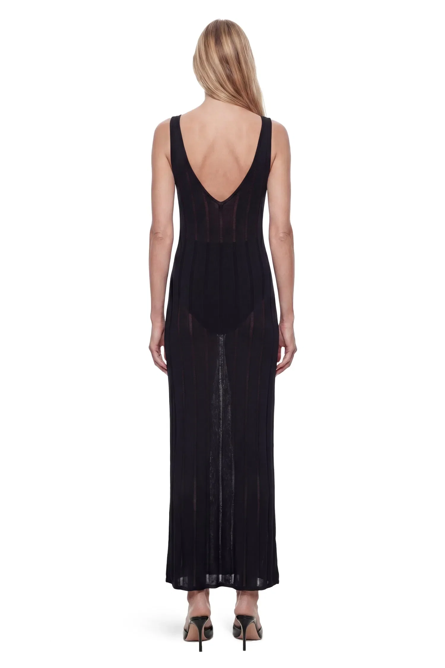 Laneus Openwork Knit Long Dress