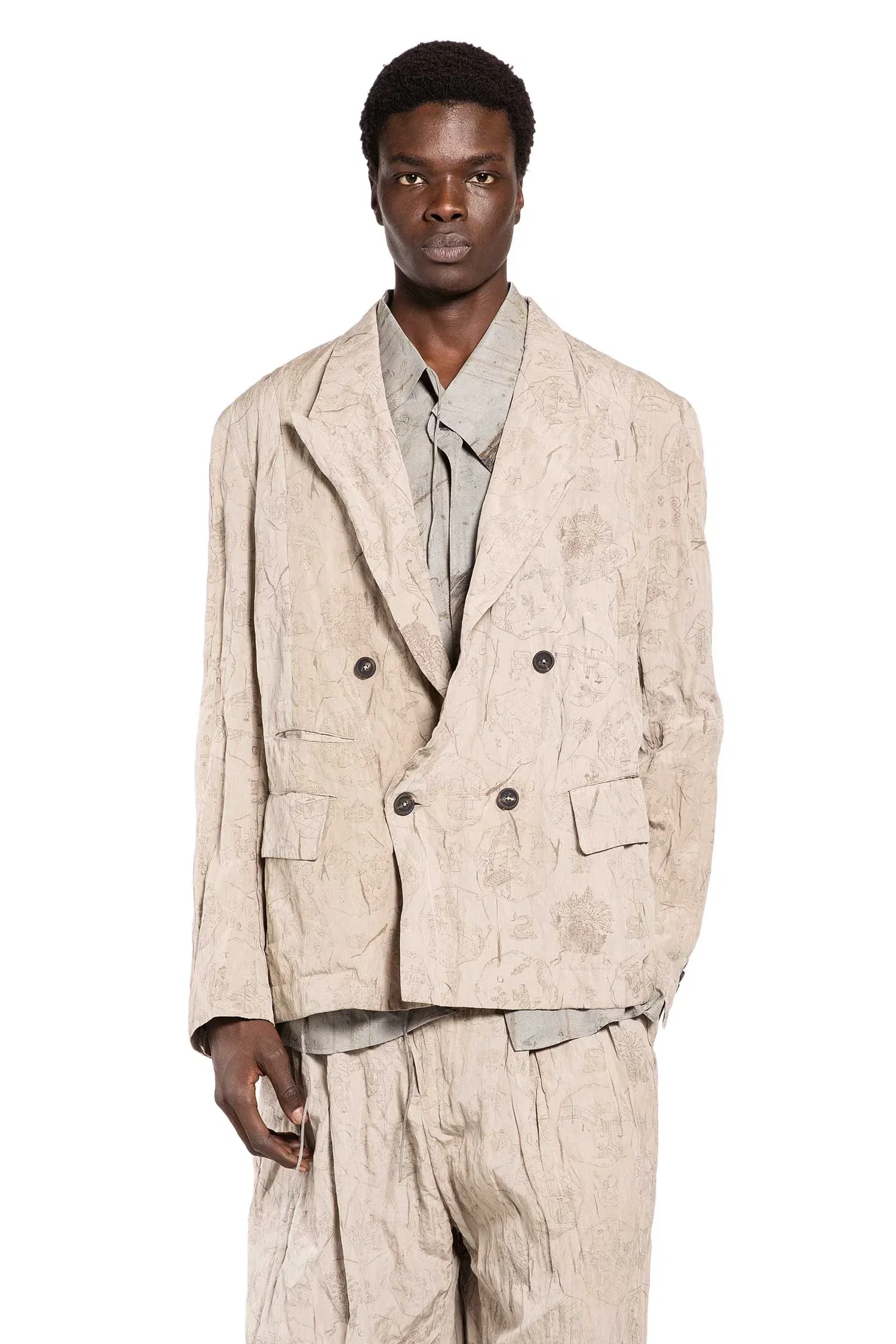 Ziggy Chen Digital Print Double-Breasted Blazer