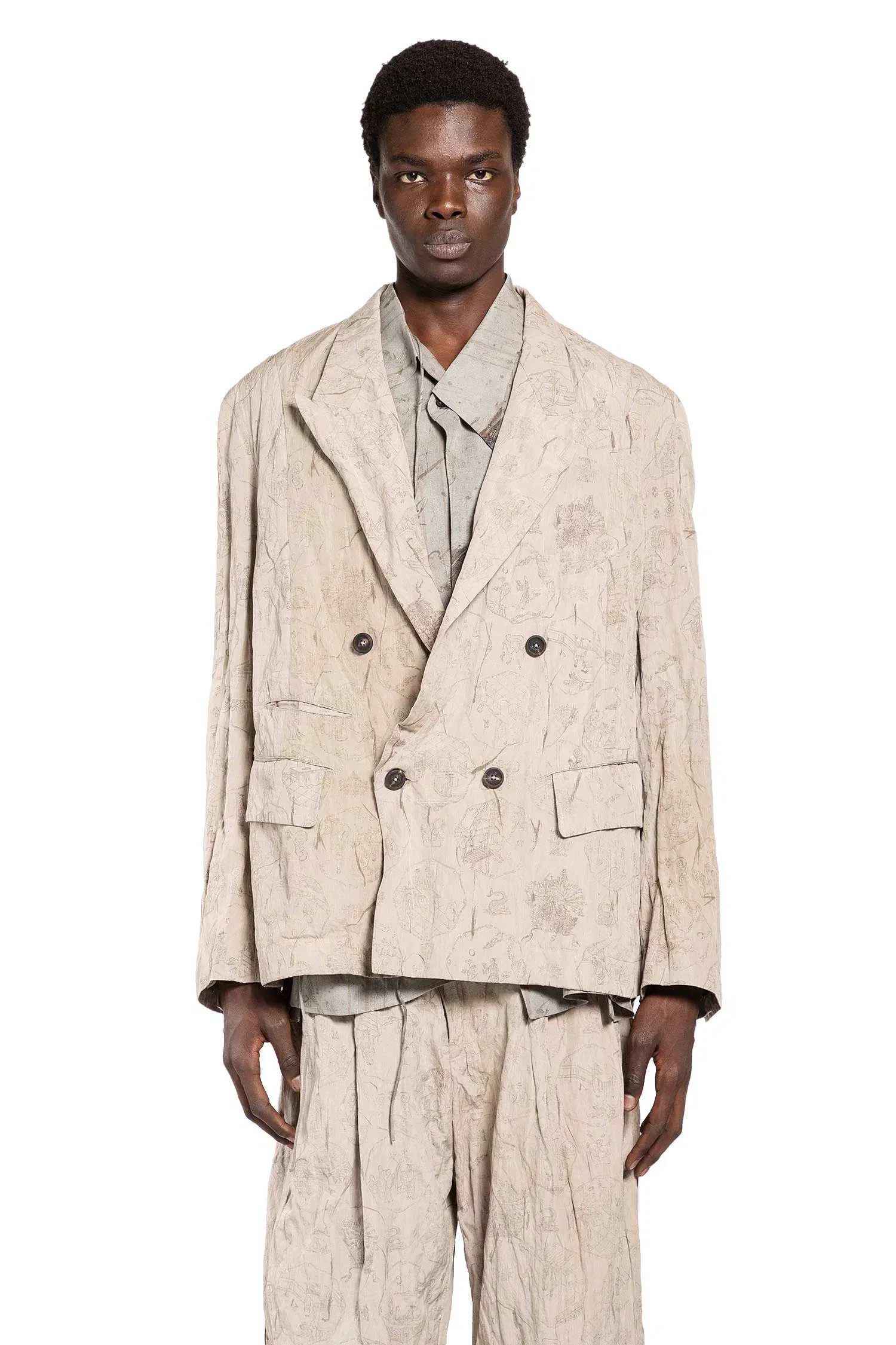 Ziggy Chen Digital Print Double-Breasted Blazer