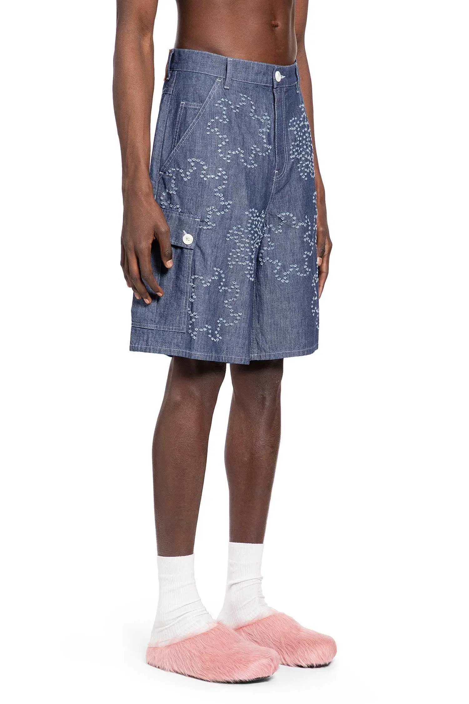 Marni Frayed Sun Motif Cargo Shorts