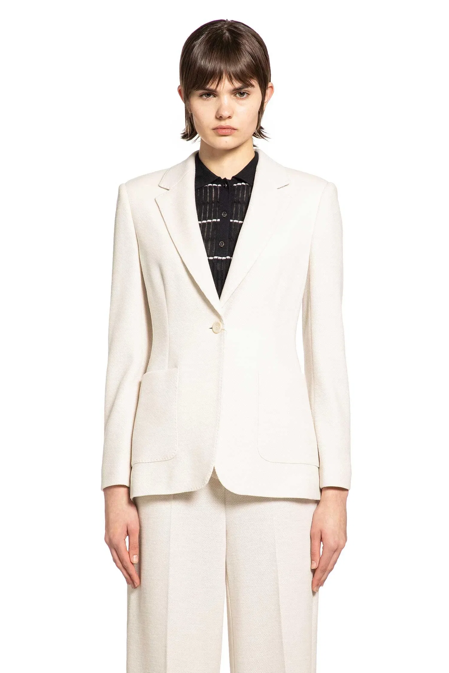 Max Mara Single-breasted Wool Piqué Blazer