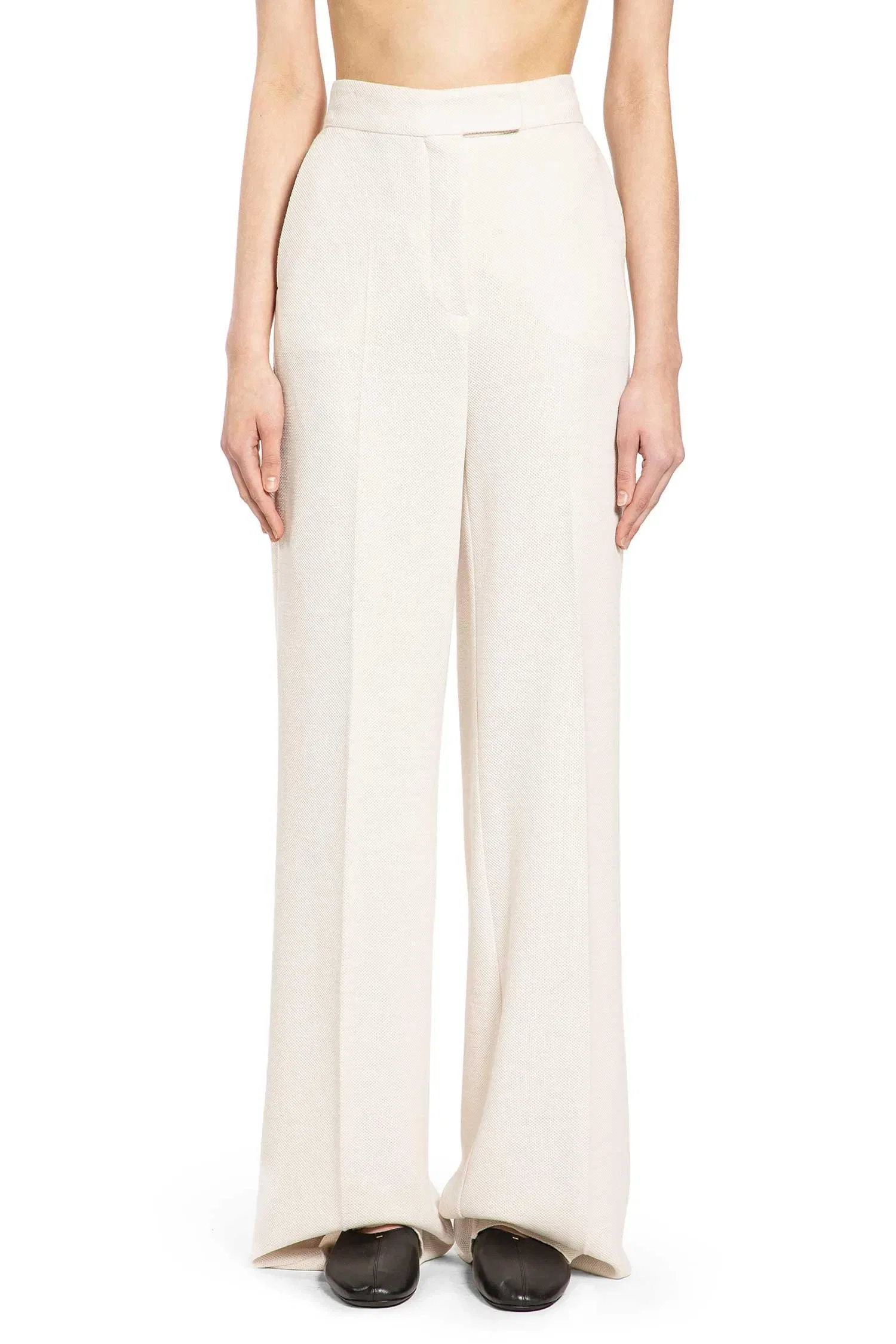 Max Mara Wool Piqué Wide Leg Trousers