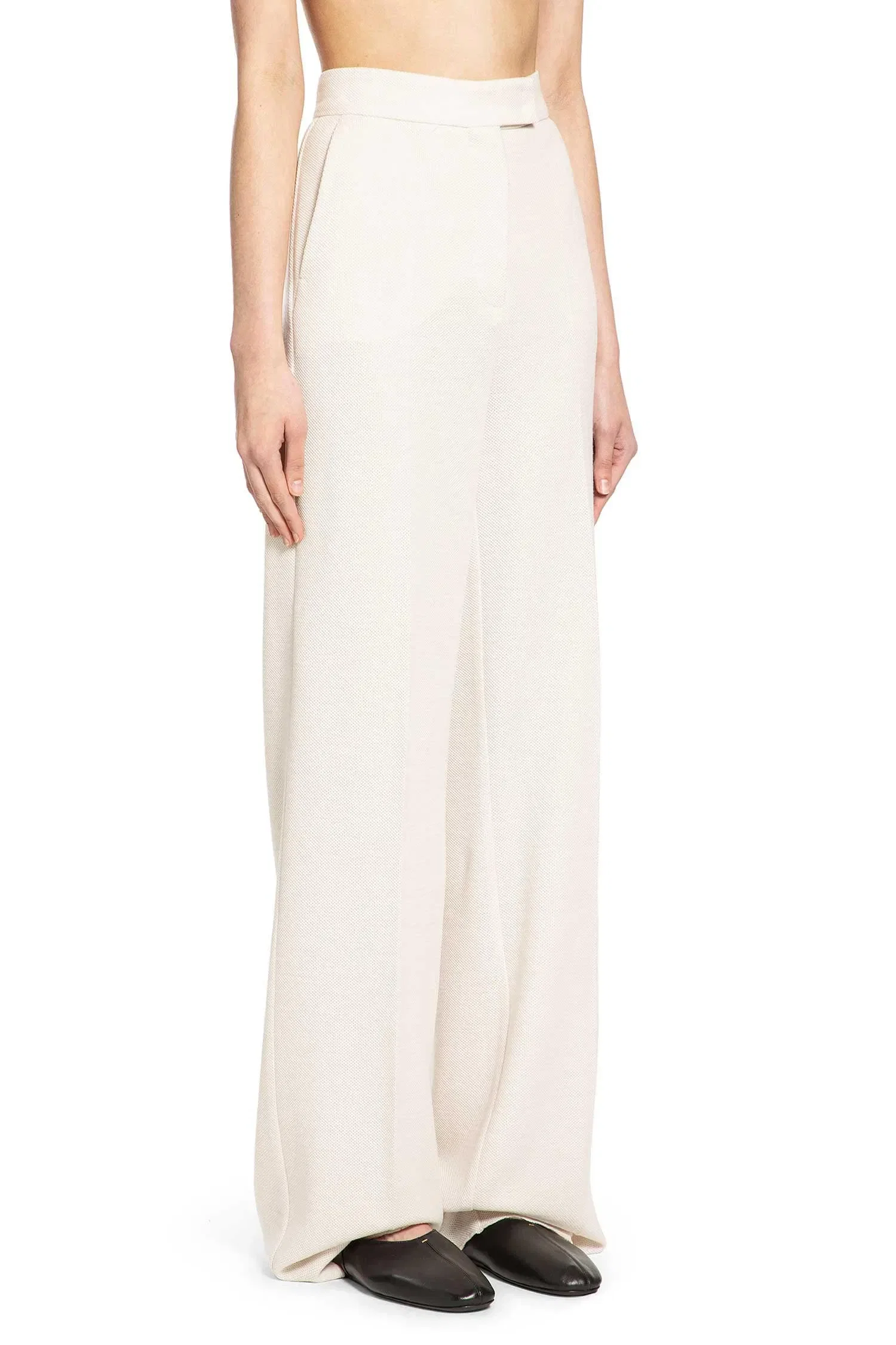 Max Mara Wool Piqué Wide Leg Trousers