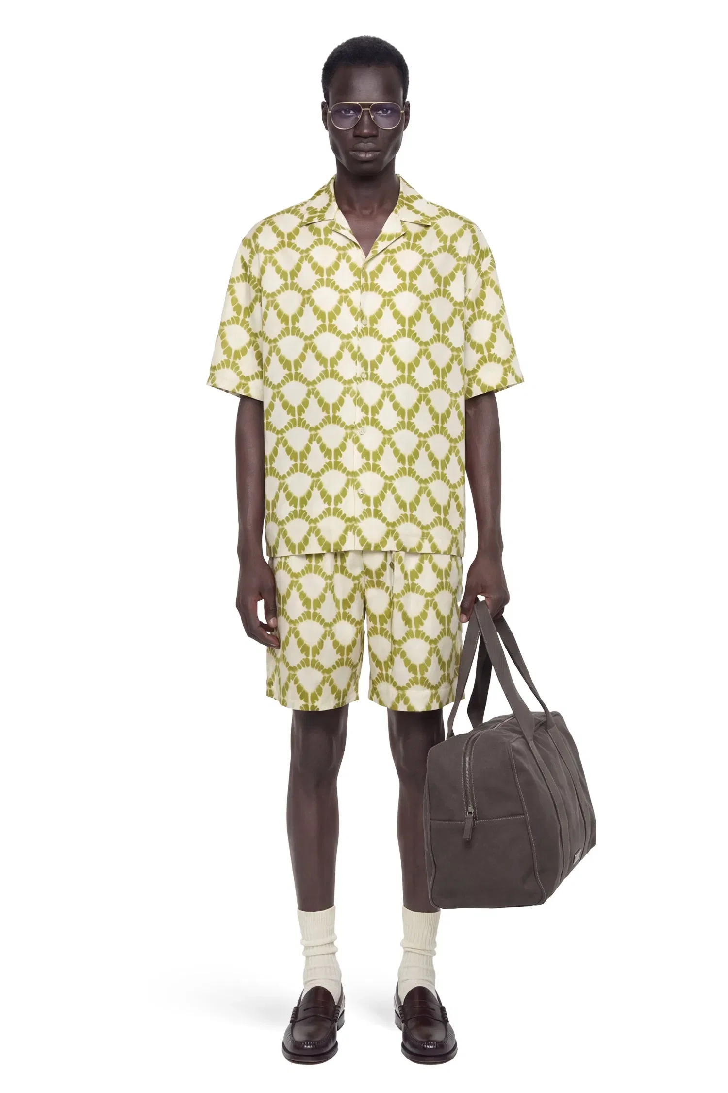 Laneus Lightweight Viscose Graphic Print Shorts