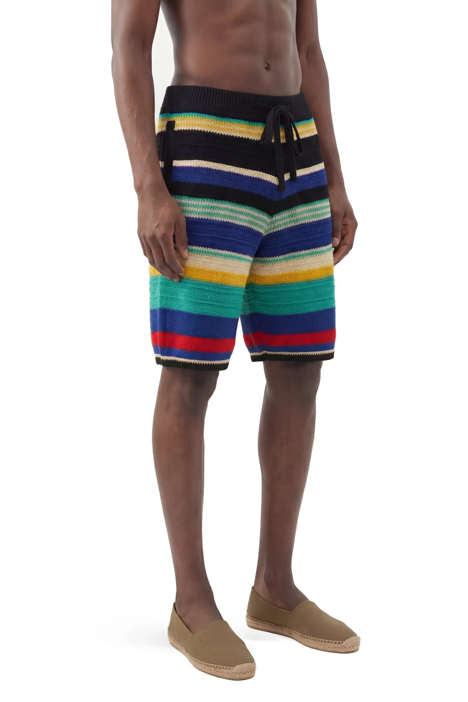 Laneus Striped Crochet Knit Shorts