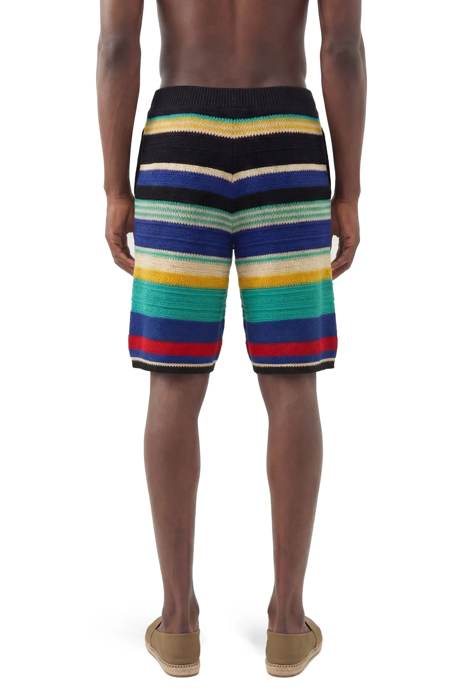 Laneus Striped Crochet Knit Shorts