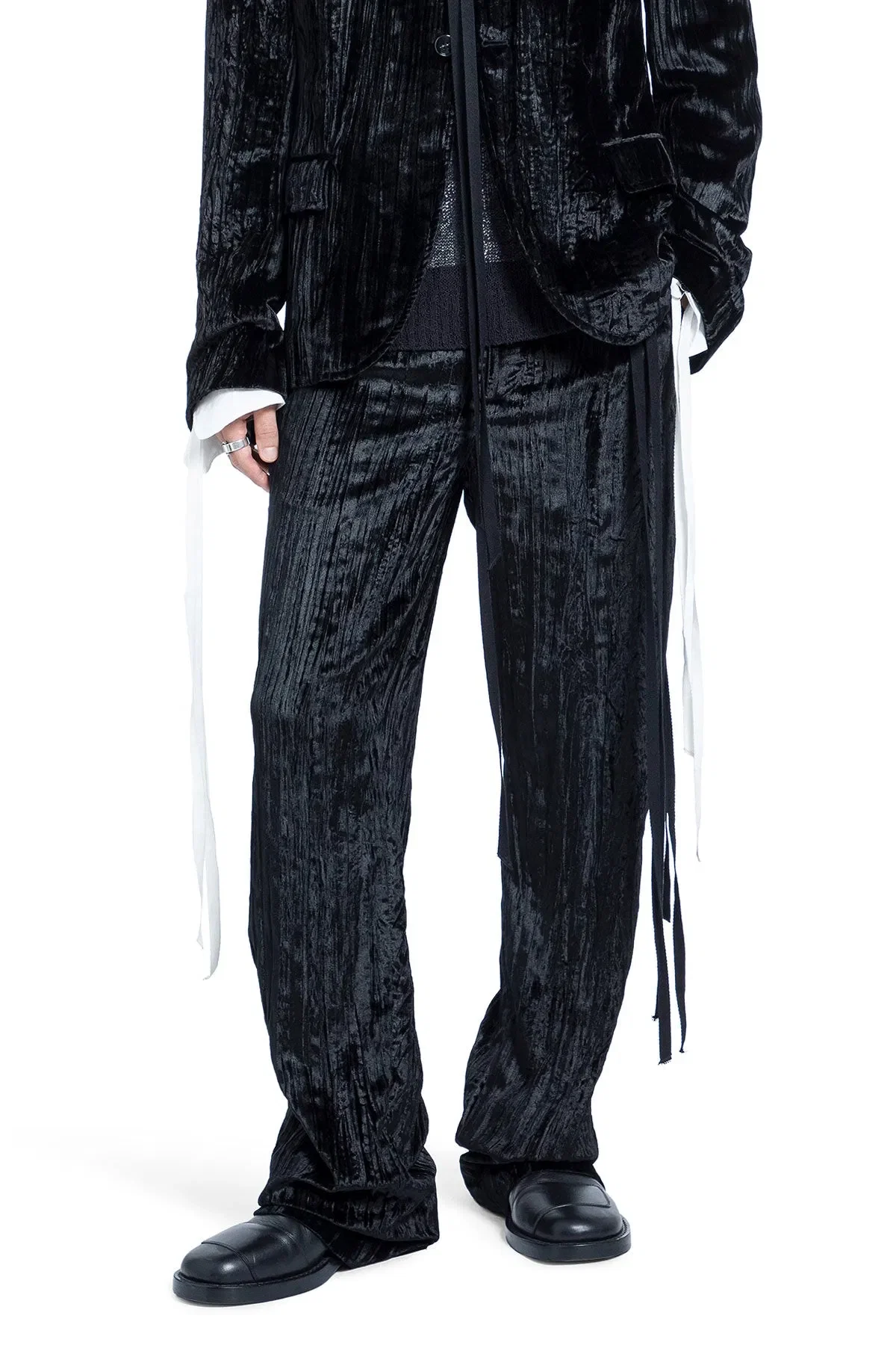Ann Demeulemeester Leon Trousers in Froissé Velvet