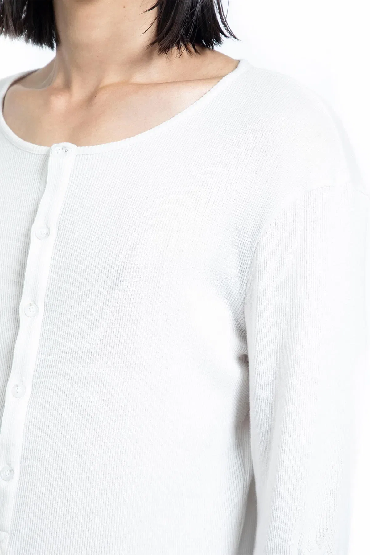 Ann Demeulemeester Ilyas Serafino Top in Cotton Rib Jersey