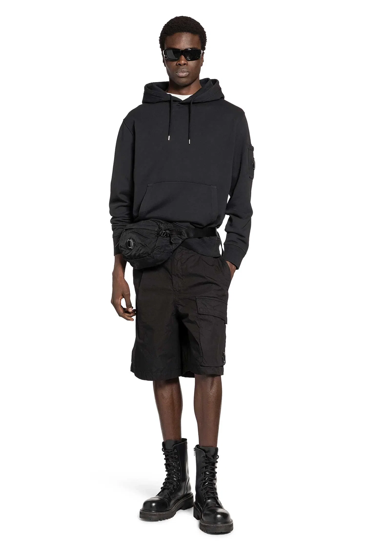 C.P. Company Cotton Diagonal Fleece Lens Hoodie