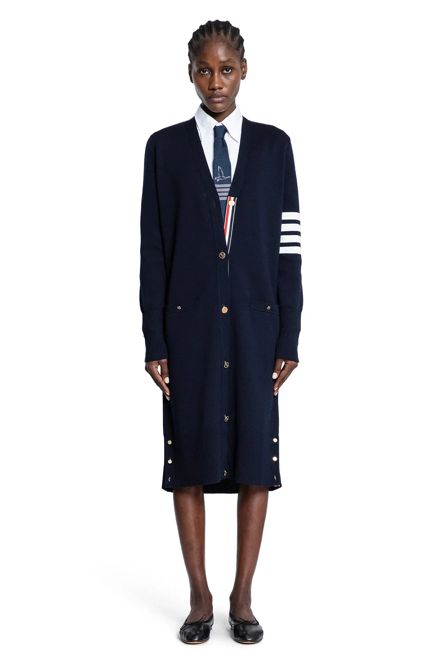 Thom Browne 4-Bar Long Cardigan in Merino Wool
