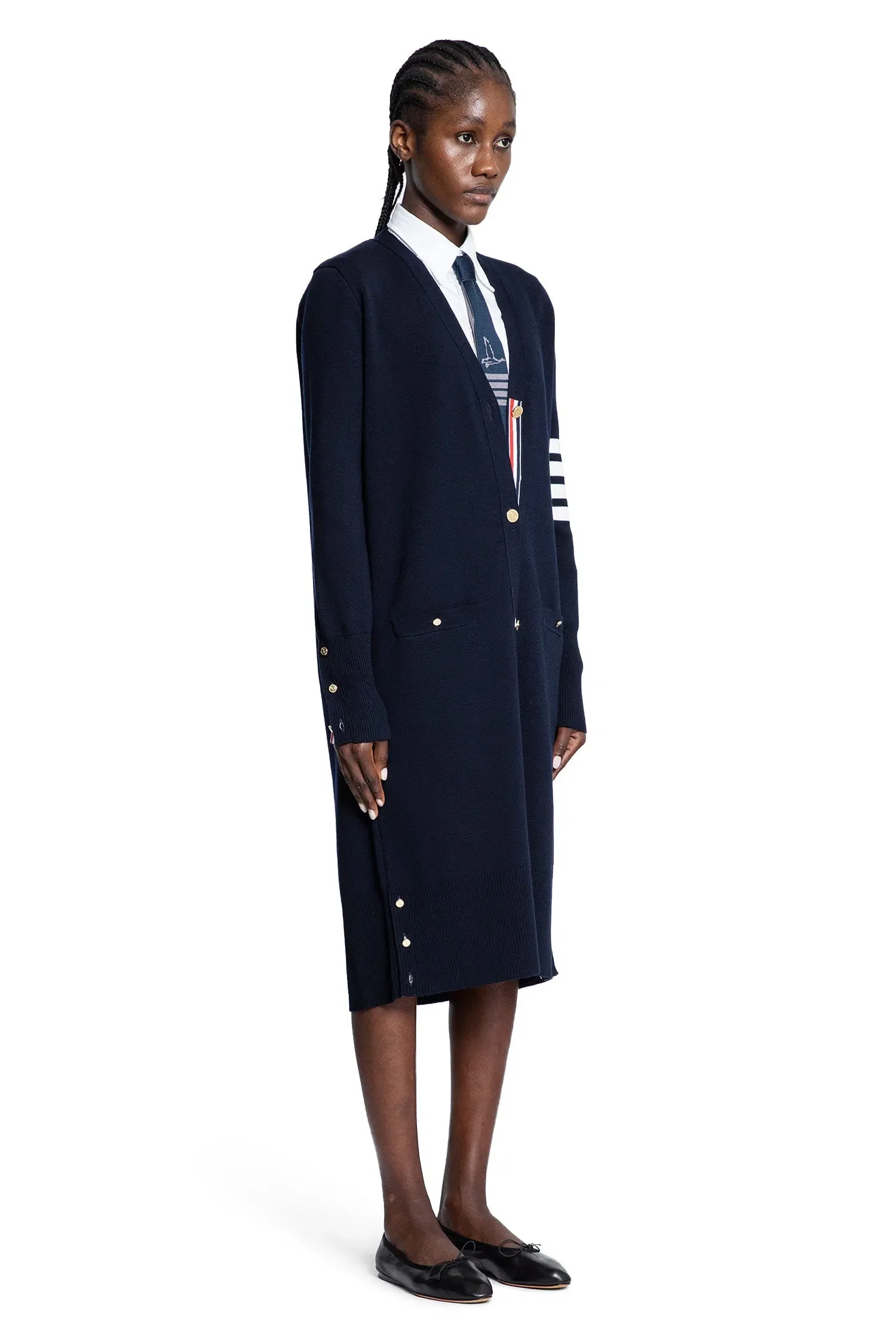 Thom Browne 4-Bar Long Cardigan in Merino Wool
