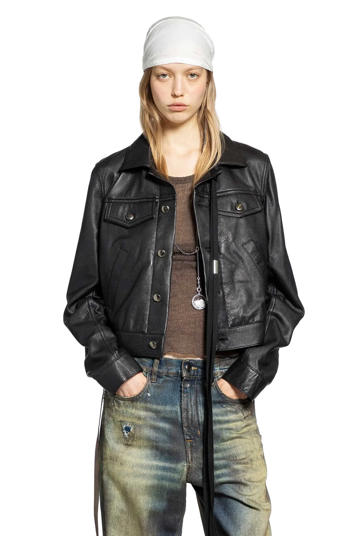 Ann Demeulemeester Ilmi Satin Structured Leather Jacket