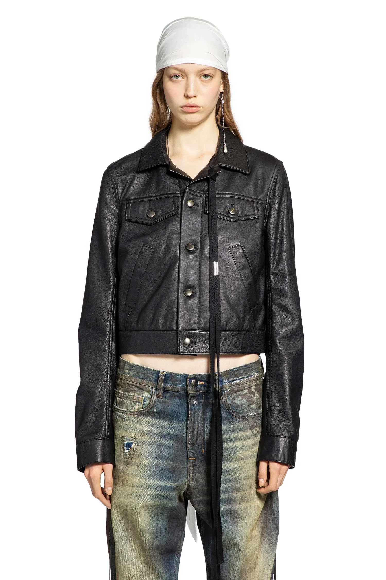 Ann Demeulemeester Ilmi Satin Structured Leather Jacket
