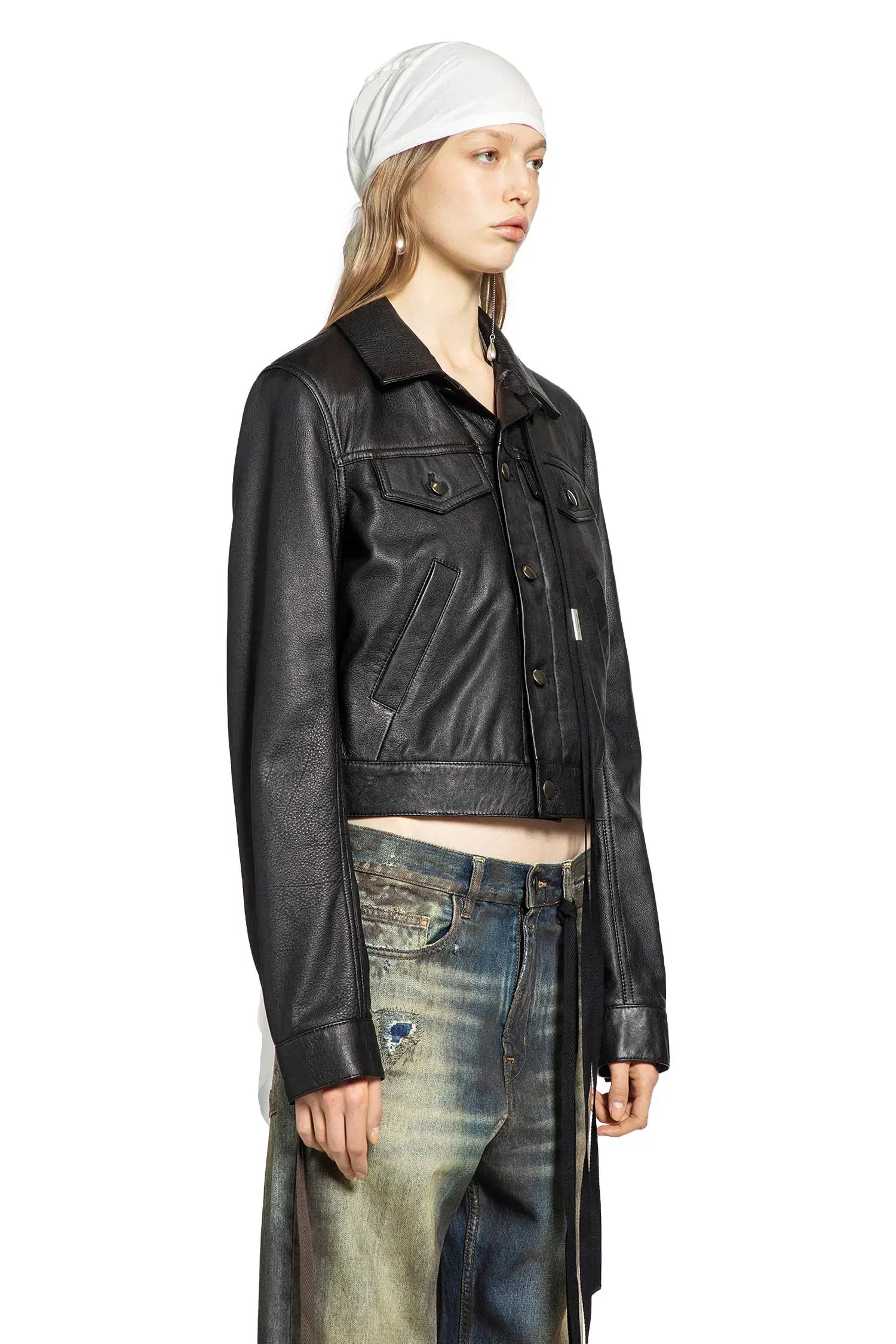Ann Demeulemeester Ilmi Satin Structured Leather Jacket