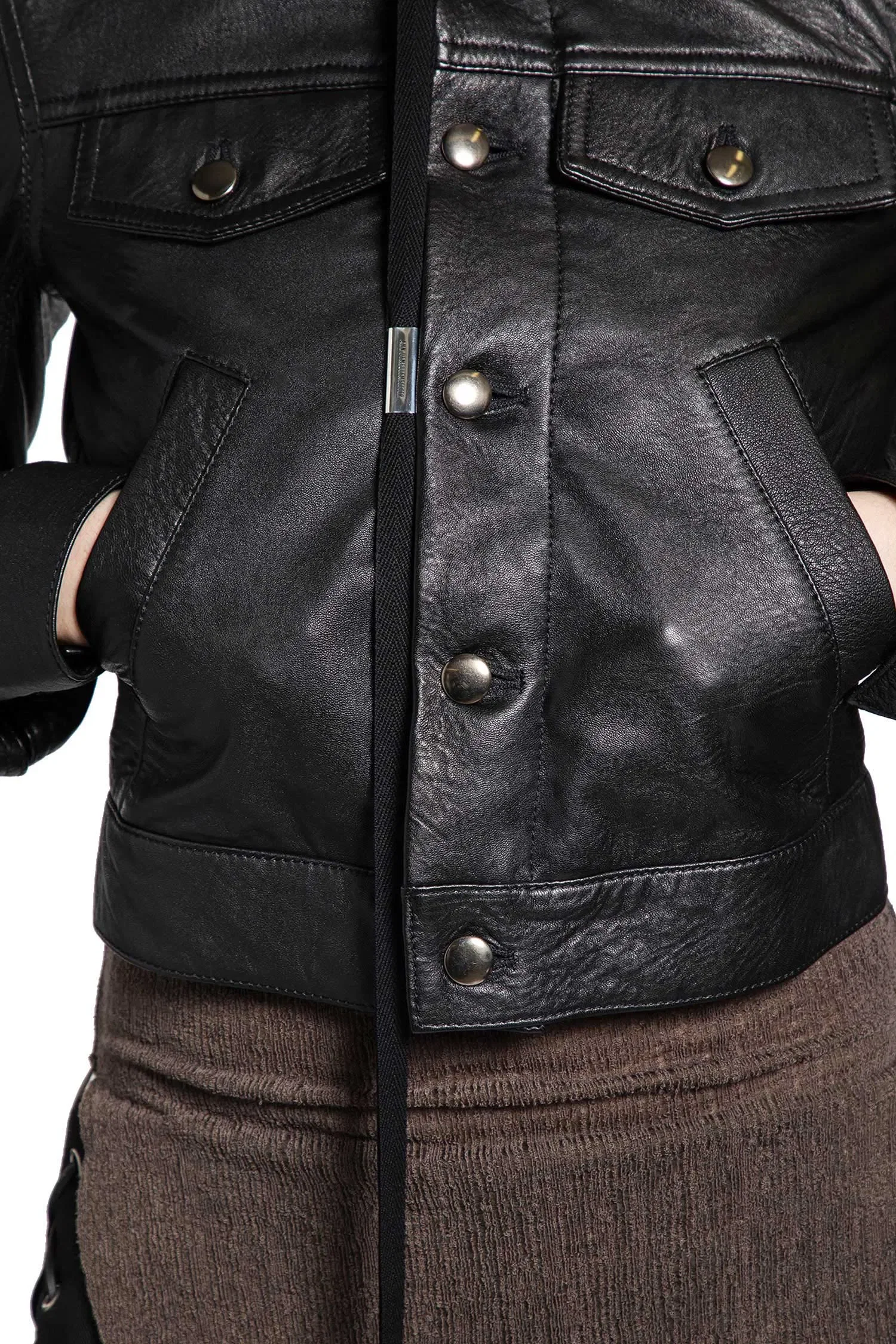 Ann Demeulemeester Ilmi Satin Structured Leather Jacket