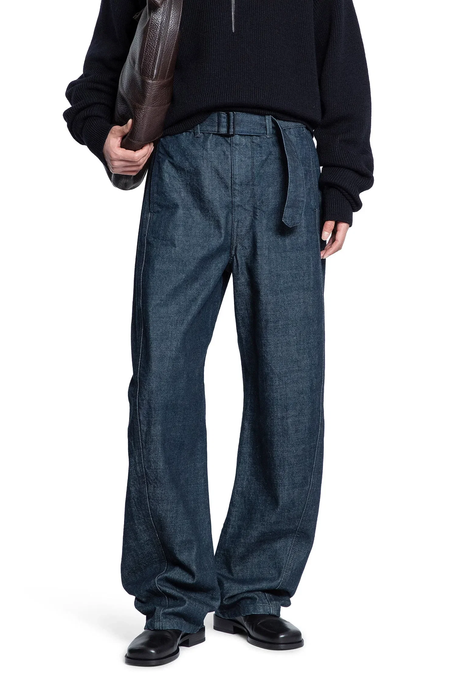 LEMAIRE Denim Wide-leg Twisted Belted Pants
