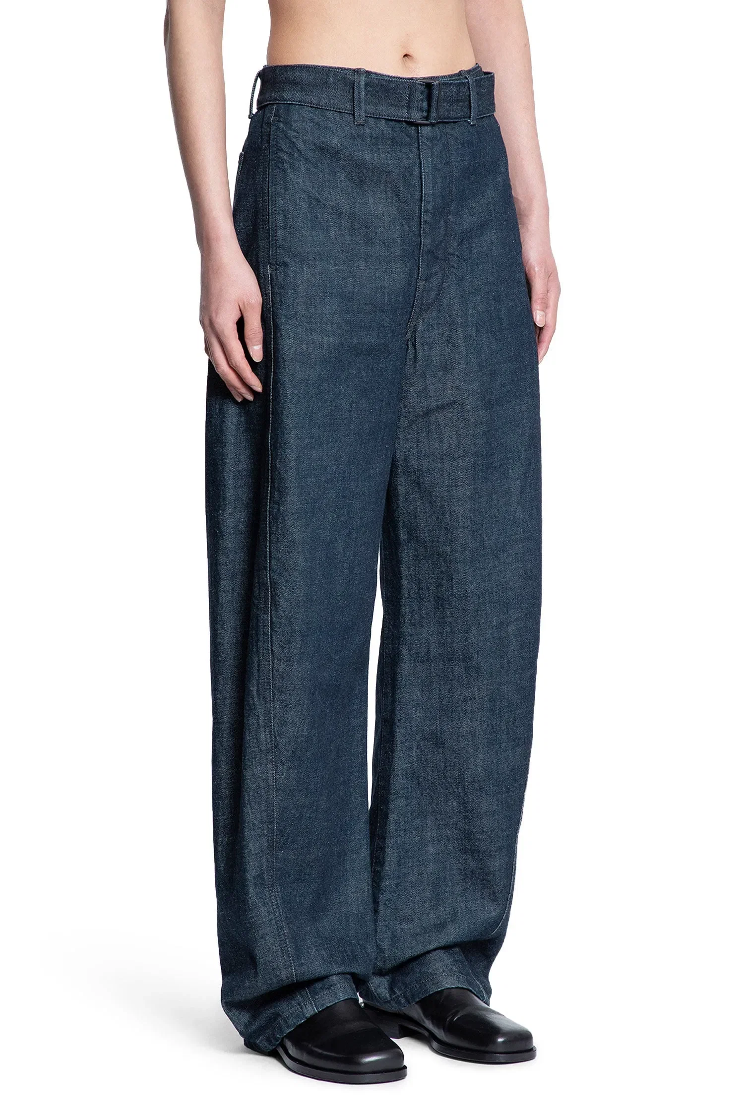 LEMAIRE Denim Wide-leg Twisted Belted Pants