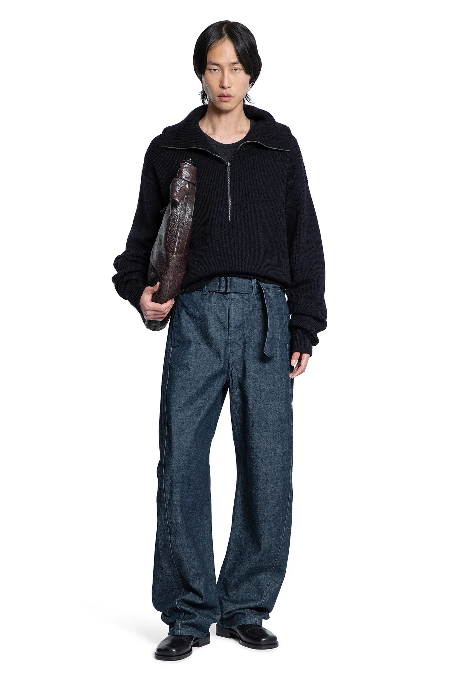 LEMAIRE Denim Wide-leg Twisted Belted Pants