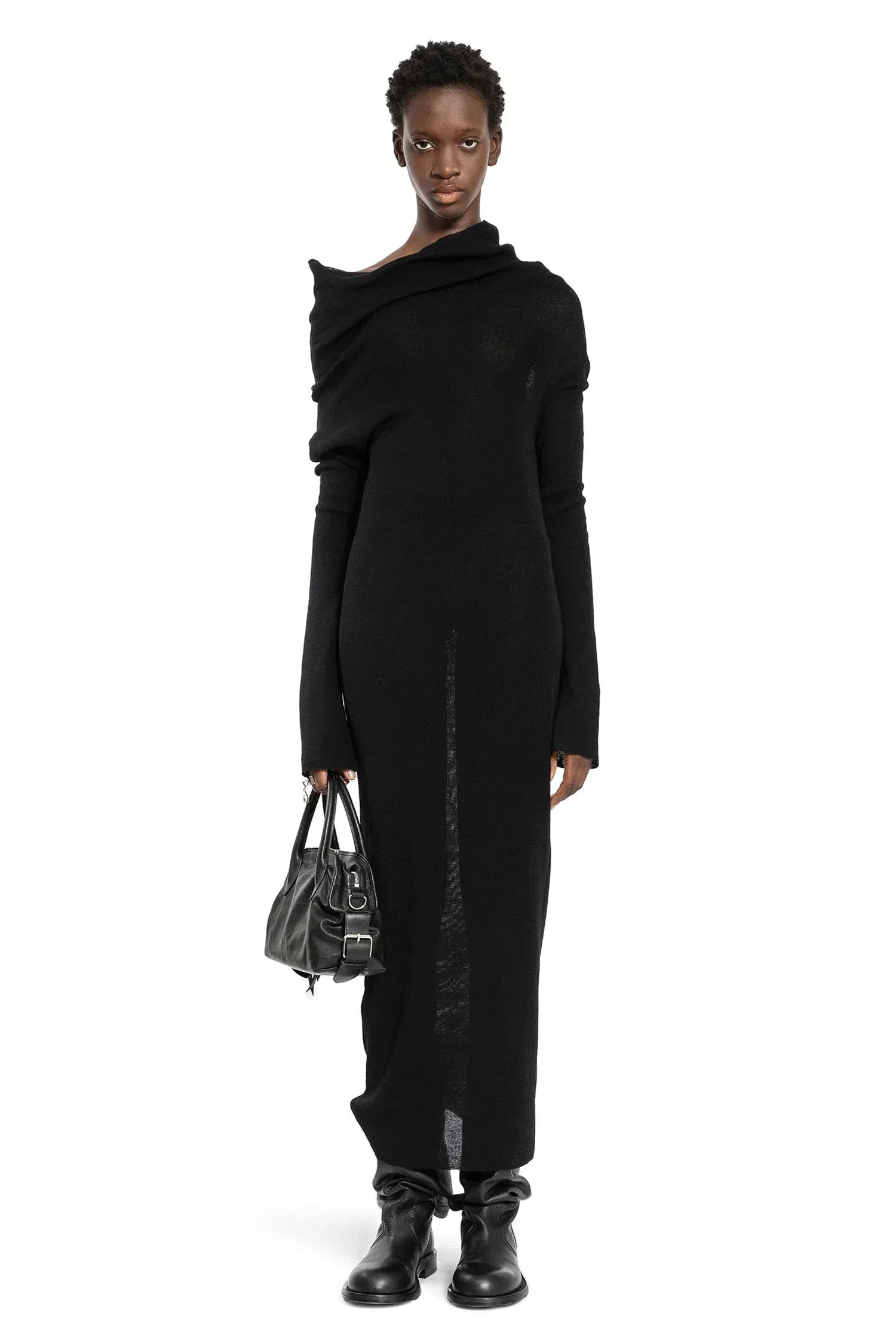 Ann Demeulemeester Barbro Long Dress in Ultralight Crêpe Wool Knit