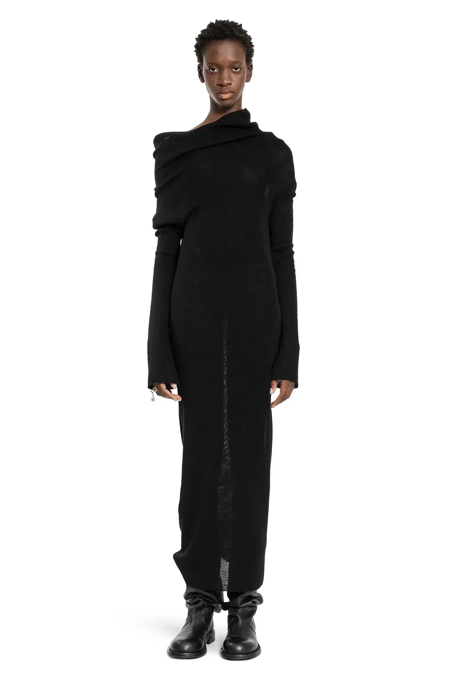 Ann Demeulemeester Barbro Long Dress in Ultralight Crêpe Wool Knit