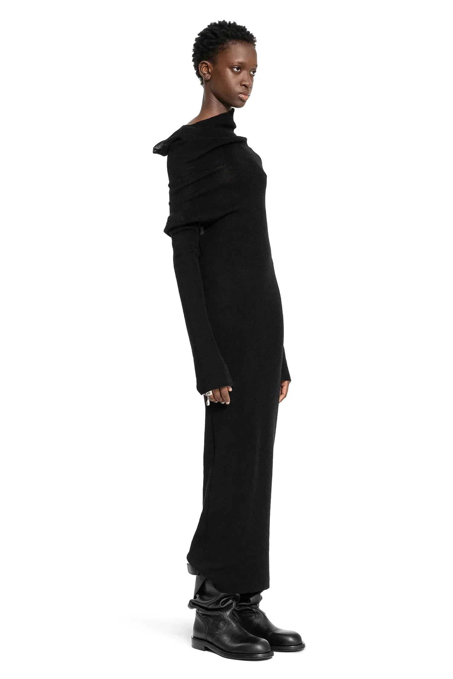 Ann Demeulemeester Barbro Long Dress in Ultralight Crêpe Wool Knit