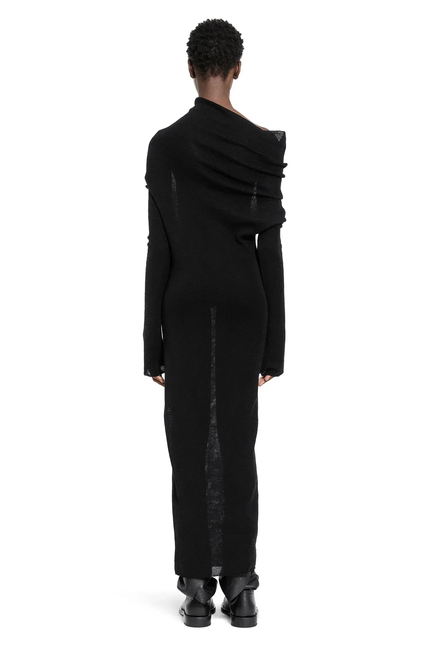 Ann Demeulemeester Barbro Long Dress in Ultralight Crêpe Wool Knit