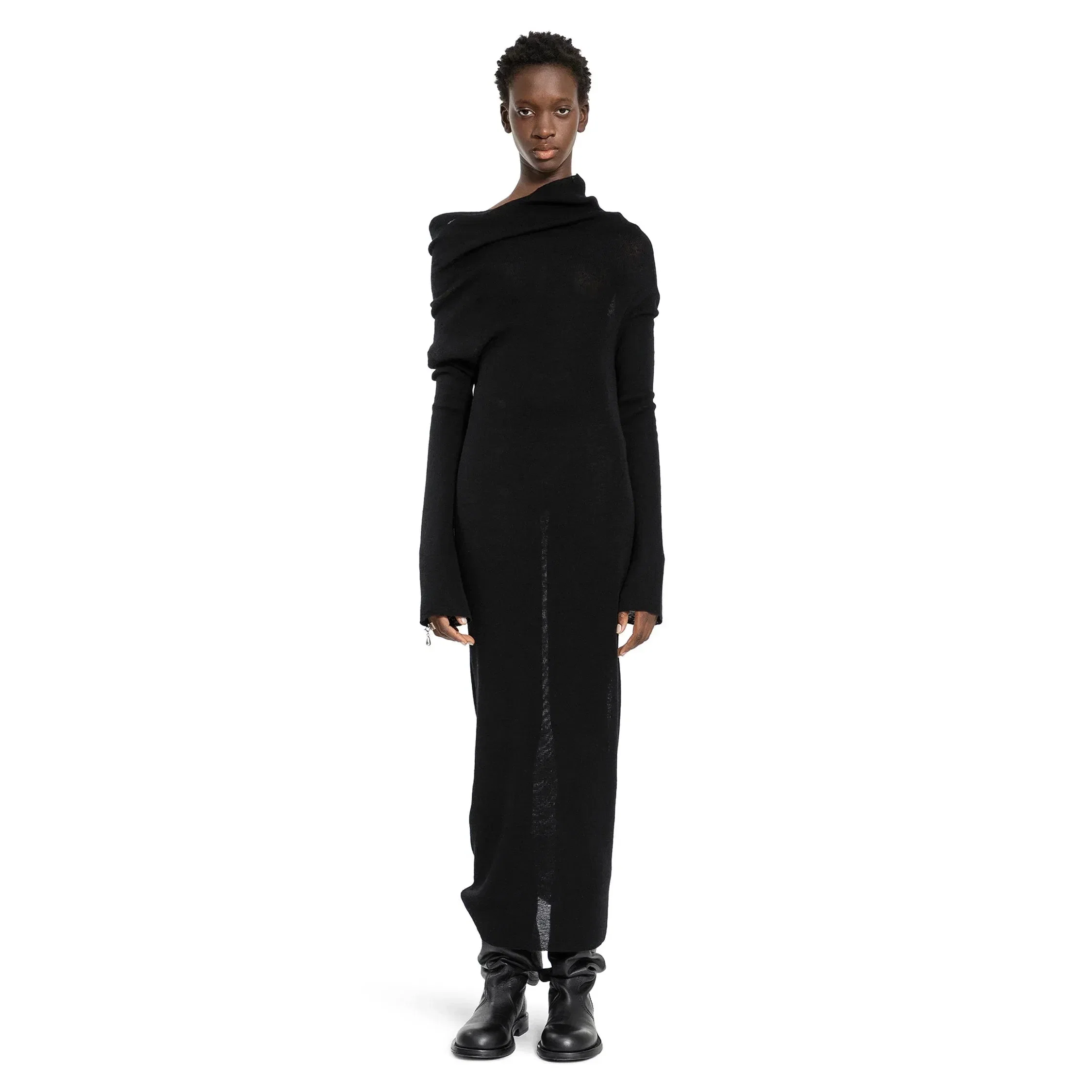 Ann Demeulemeester Barbro Long Dress in Ultralight Crêpe Wool Knit