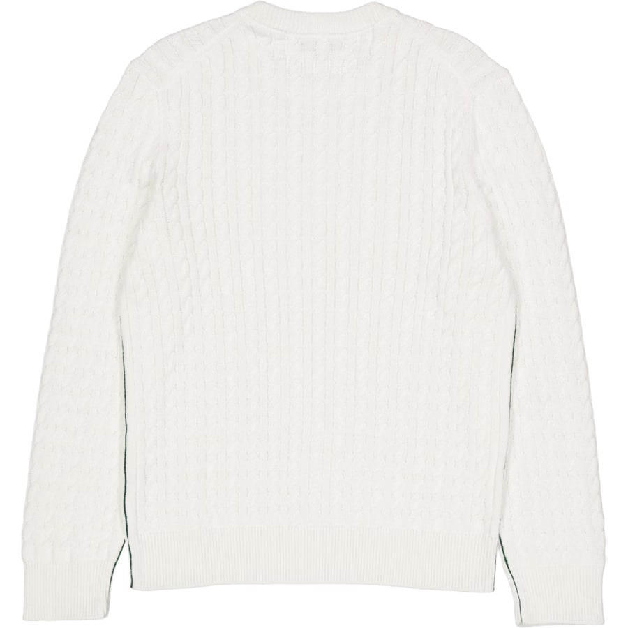 Lacoste Cable Knit Cotton Sweater FLOUR/GREEN