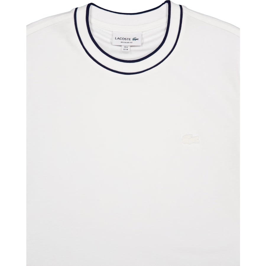 Lacoste Stretch Piqué Stripe Collar T-shirt FLOUR