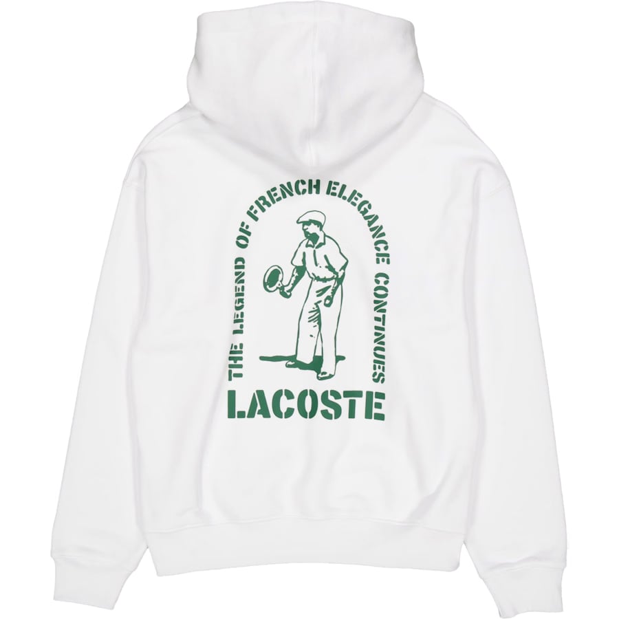 Lacoste Loose Fit Printed Hoodie White