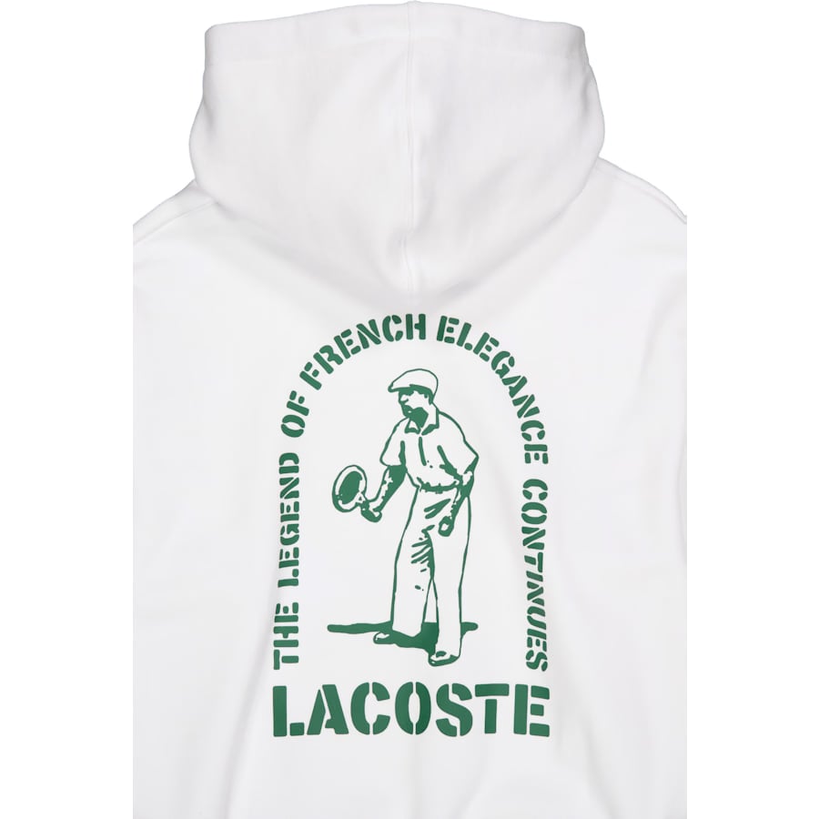 Lacoste Loose Fit Printed Hoodie White