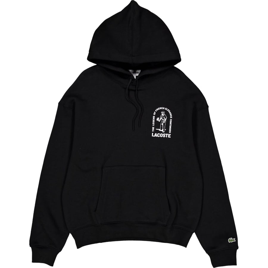 Lacoste Loose Fit Printed Hoodie Black