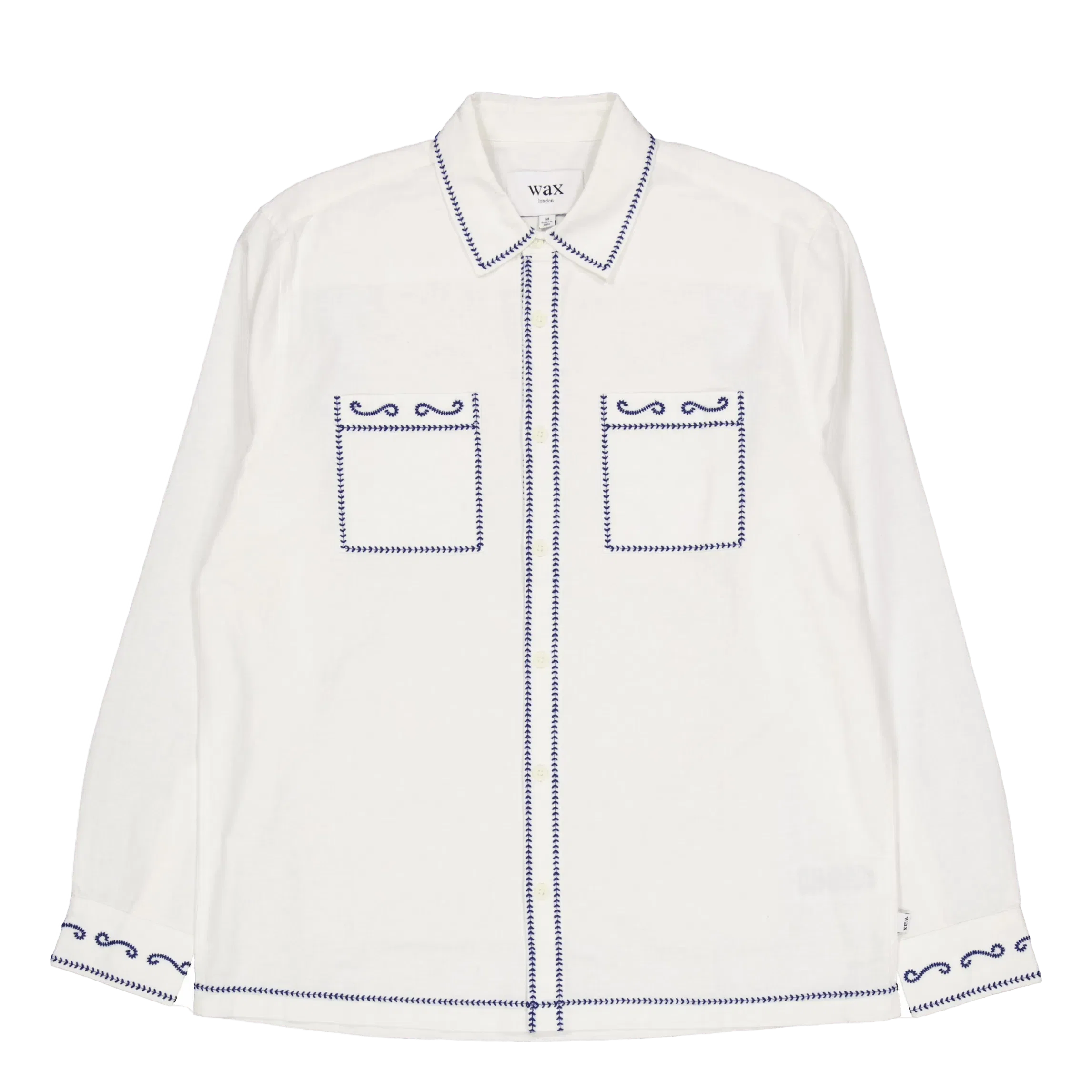 Wax London Haven Ls Shirt Ecru / Blue