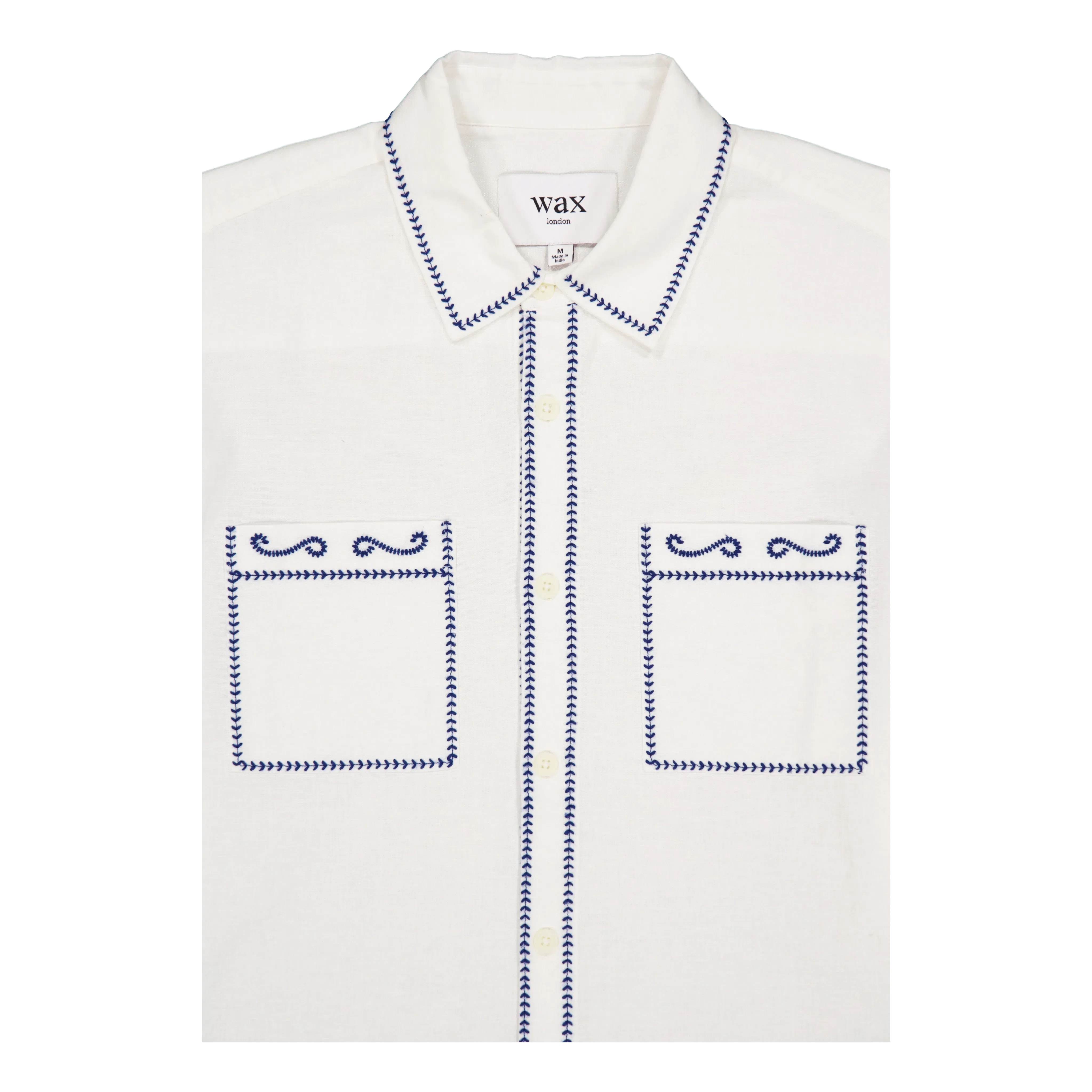 Wax London Haven Ls Shirt Ecru / Blue