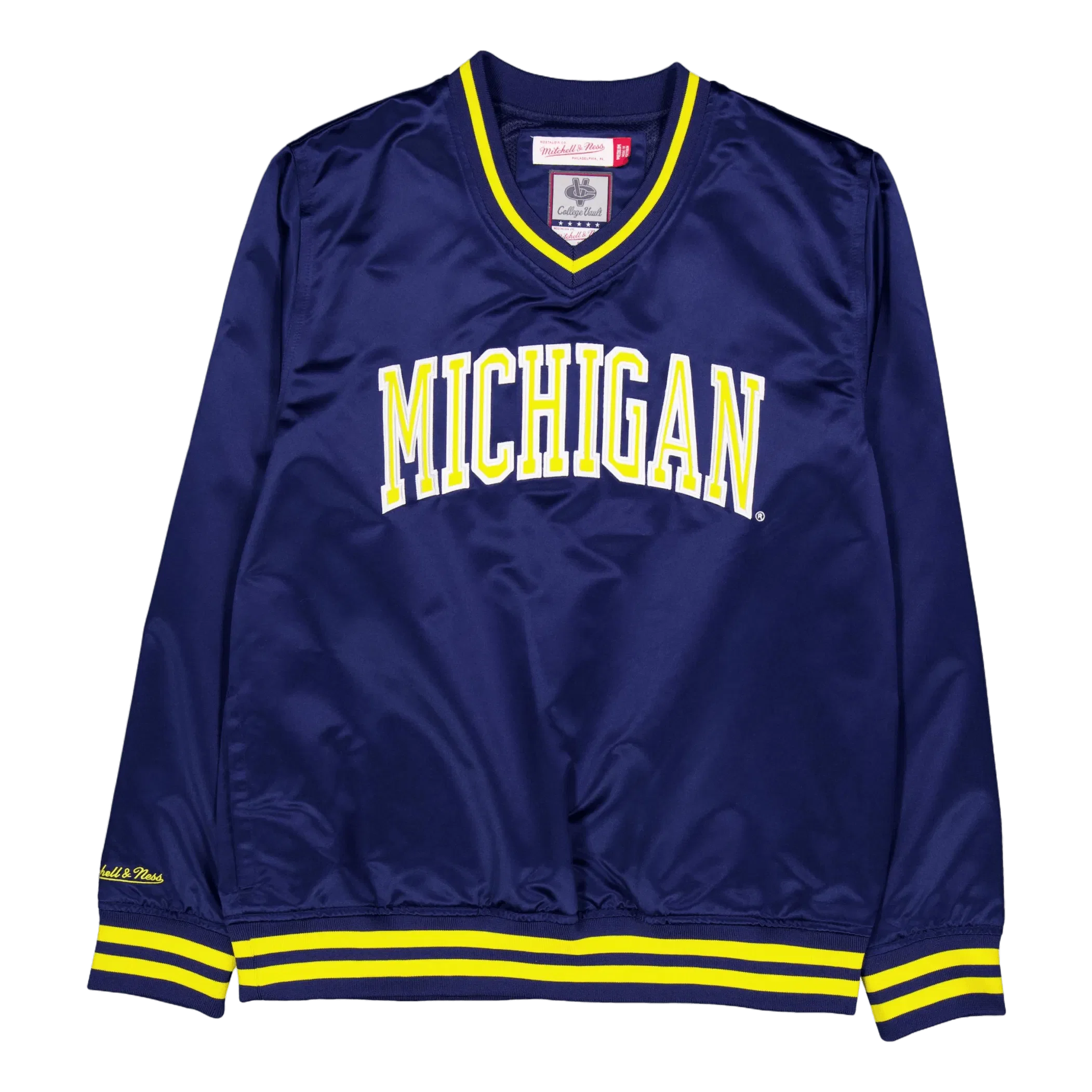 Mitchell & Ness Sideline Pullover Satin Jacket Navy