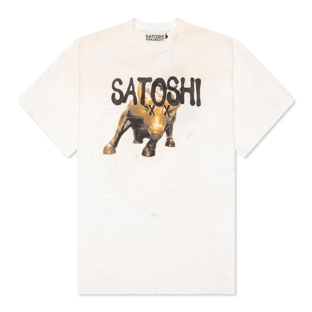 Satoshi Nakamoto Wall Street T-Shirt Off-White