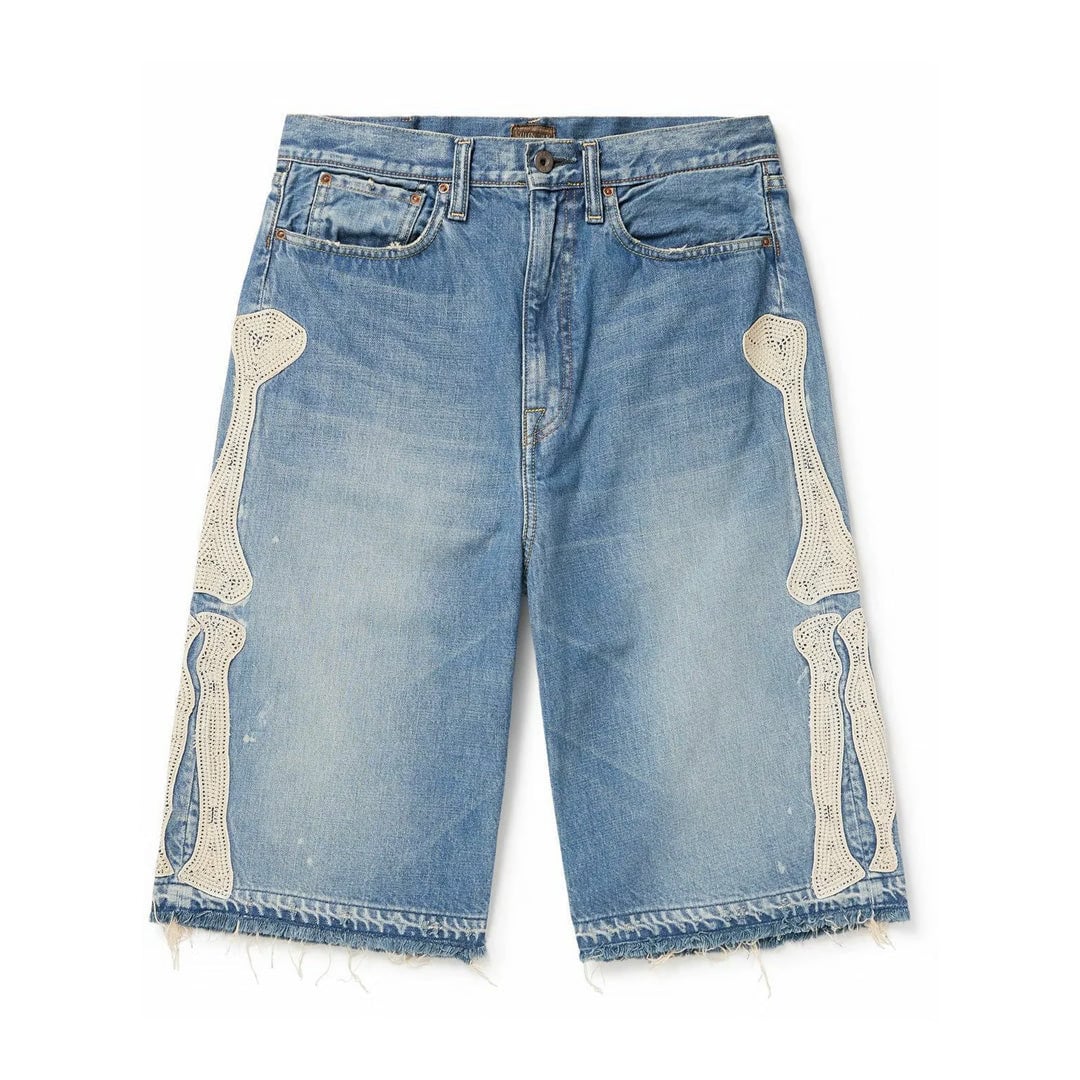 Kapital Bone Denim Shorts Light Wash