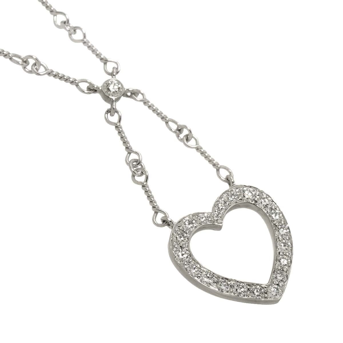 TIFFANY Co. Sentimental Heart Diamond Necklace Platinum 90302579
