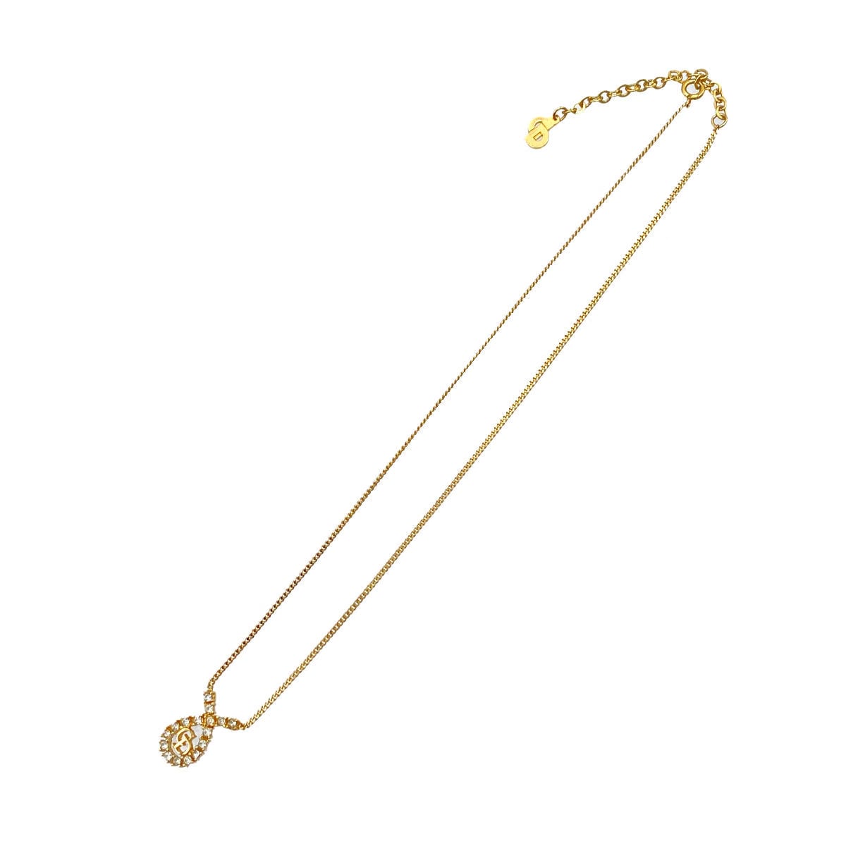 CHRISTIAN DIOR NECKLACE CD LOGO RHINESTONE GOLD ACCESSORY 90326690