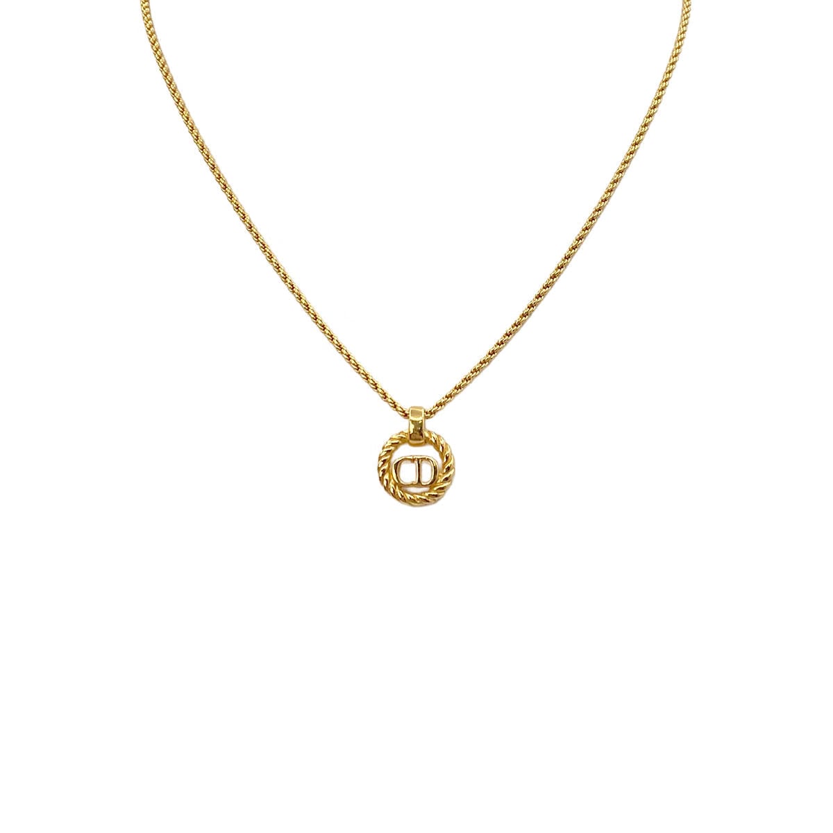CHRISTIAN DIOR NECKLACE CD LOGO ROUND GOLD ACCESSORY 90322188