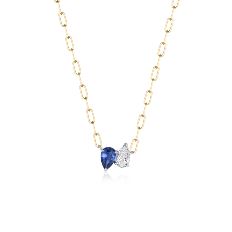 Phillips House 18K Yellow Gold Diamond & Sapphire Pear Necklace - N0044BSDPTY