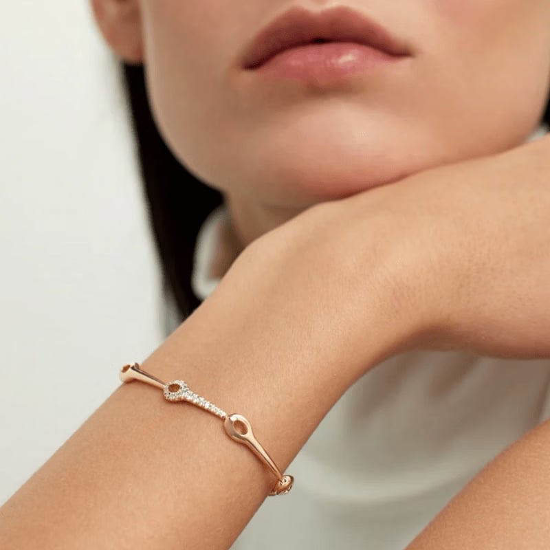 Melissa Kaye 18K White Gold Lola Needle Linked Partial Diamond Bracelet - B2310B